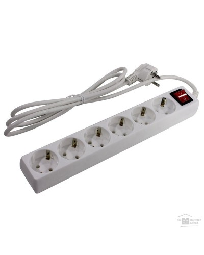 SP6W-230. Сетевой фильтр 6 розеток, 3м, белый. 5bites в Миассе