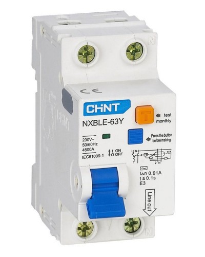 NXBLE-63Y (R) 1п+N C 6А 30мА электронный тип AC 4.5кА CHINT (105540). Автоматический выключатель дифференциального тока. CHINT в Миассе