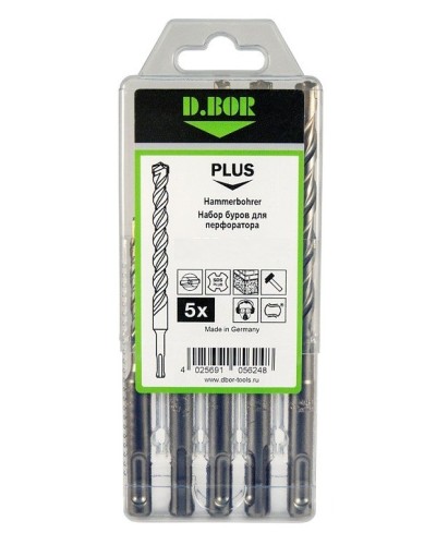 Набор буров SDS-plus V PLUS 5шт, 2-cutting (242030): Набор буров SDS-plus (6х110 мм; 6,8,10,12х160 мм) в Миассе