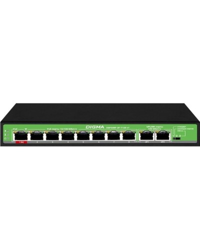 DSP208F-2F-T120 DSP208F-2F-T120 V1 (L2) 10х100Мбит/с 8PoE 8PoE+ 120W. Коммутатор с питанием по PoE. Digma в Миассе