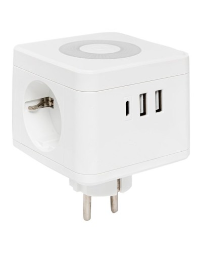 Тройник Куб 2 гнезда 2USB 2,4А+Type C + Ночник. Тройник Куб. EKF в Миассе