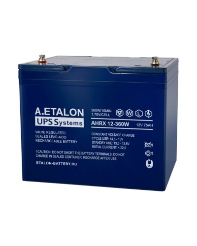 A.ETALON AHRX 12-360W (75). Аккумулятор герметичный свинцово-кислотный. ETALON в Миассе