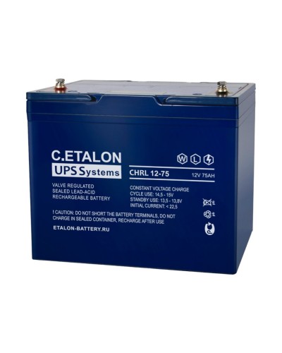 C.ETALON CHRL 12-75. Аккумулятор герметичный свинцово-кислотный. ETALON в Миассе