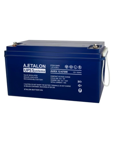 A.ETALON AHRX 12-670W (150). Аккумулятор герметичный свинцово-кислотный. ETALON в Миассе