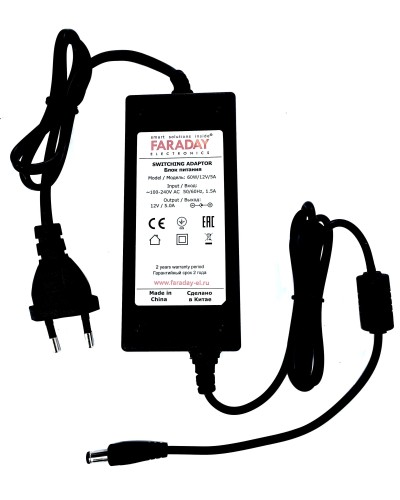60W/12V/5A. Импульсный блок питания в пластиковом корпусе. FARADAY в Миассе