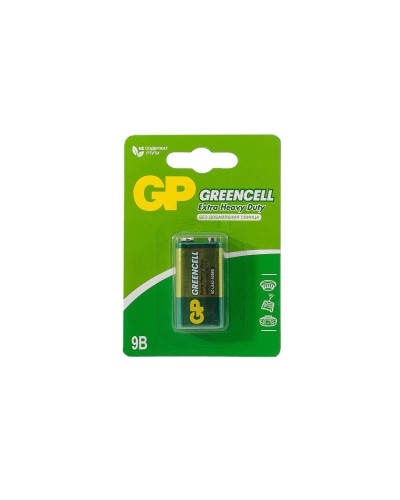 GP GreenCell 9V Крона (GP 1604GLF-2CR1), БЛИСТЕР. Солевая батарейка. GP Batteries в Миассе