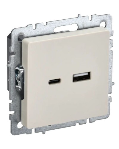 Розетка USB A+C 18Вт РЮ11-1-БрКр бежевый BRITE (BR-U22-018-K10). Розетка USB. IEK в Миассе