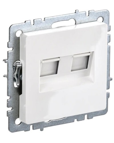 Розетка RJ11+RJ45 РК/Т12-БрБ белая BRITE (BR-KT20-O-1-K01). Розетка двойная. IEK в Миассе