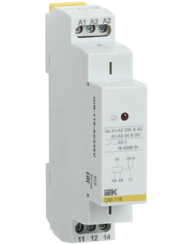 Реле промежуточное модульное OIR 1 контакт 16А 230В AC (OIR-116-AC230V). Реле промежуточное модульное. IEK в Миассе