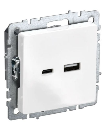 Розетка USB A+C 18Вт РЮ11-1-БрБ белый BRITE (BR-U22-018-K01). Розетка USB. IEK в Миассе