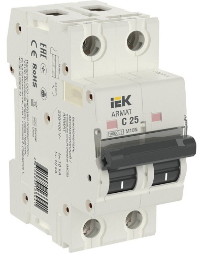 M10N 2P C 25А 10кА ARMAT (AR-M10N-2-C025). Автоматический выключатель. IEK в Миассе