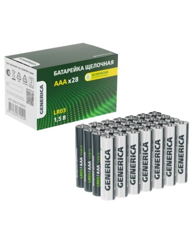 Батарейка Alkaline LR03/AAA GENERICA (28 шт) (ABT-LR03-ST-B28-G). Батарейка щелочная. IEK в Миассе
