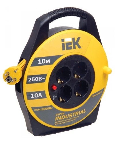 УК10 4 места, 10м (WKP15-16-04-10). Удлинитель на катушке Industrial. IEK в Миассе
