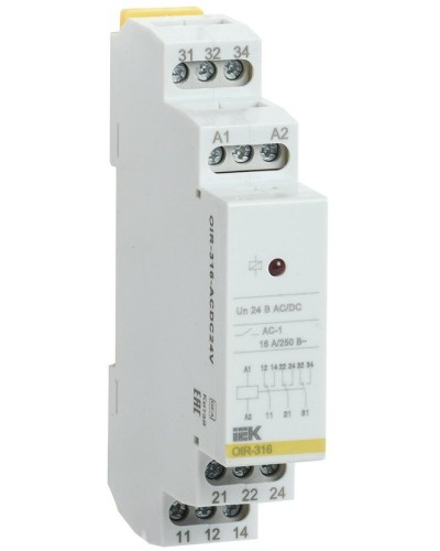 Реле промежуточное модульное OIR 3 контакта 16А 24В AC/DC (OIR-316-ACDC24V). Реле промежуточное модульное. IEK в Миассе
