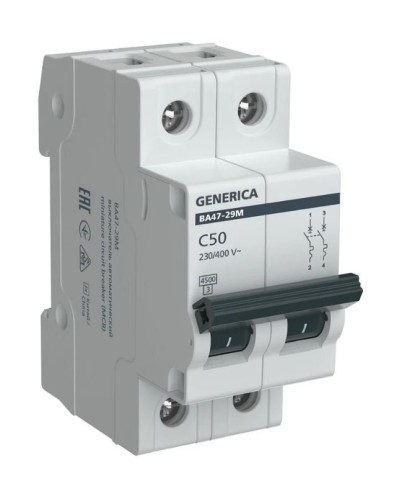 GENERICA ВА47-29М 2P C 50А 4,5кА (MVA21-2-050-C-G). Автоматический выключатель. IEK в Миассе