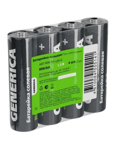 Батарейка солевая R06/AA GENERICA (4 шт) (ABT-R06-ST-L04-G). Батарейка солевая. IEK в Миассе