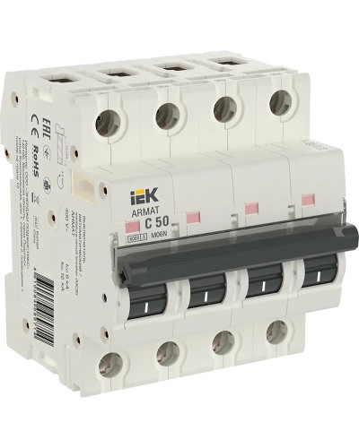 M06N 4P C 50А 6кА ARMAT (AR-M06N-4-C050). Автоматический выключатель. IEK в Миассе