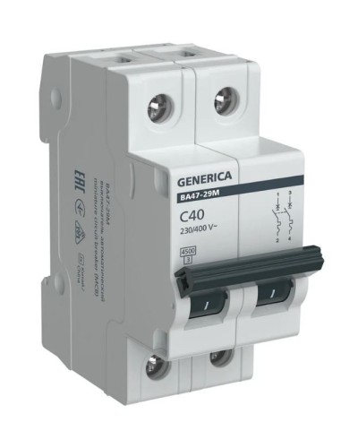 GENERICA ВА47-29М 2P C 40А 4,5кА (MVA21-2-040-C-G). Автоматический выключатель. IEK в Миассе