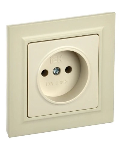 Розетка без з/к в сборе РСР10-1-0-БрКр бежевый BRITE (BR-R10-10-K10-F). Розетка без заземления без защитных шторок. IEK в Миассе