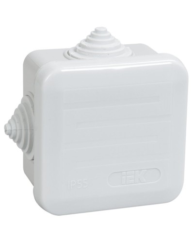 Коробка распаячная КМ41236 70х70х40 открытой проводки IP44 4 гермоввода серая (UKOZ11-070-070-040-K41-44). Коробка распаячная безгалогенная (HF) с защелкивающейся крышкой. IEK в Миассе