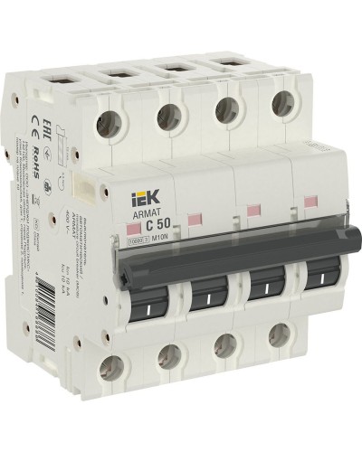 M10N 4P C 50А 10кА ARMAT (AR-M10N-4-C050). Автоматический выключатель. IEK в Миассе