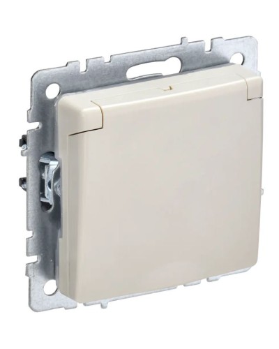 Розетка с з/к РСбш10-3-БрКр бежевый BRITE (BR-R16-16-K10). Розетка с заземлением с защитными шторками и крышкой. IEK в Миассе