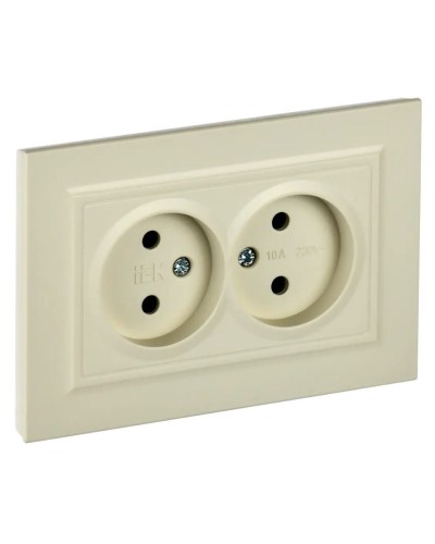 Розетка 2-местная без з/к РС12-2-БрКр бежевый BRITE (BR-R20-10-K10-F). Розетка без заземления без защитных шторок в сборе. IEK в Миассе