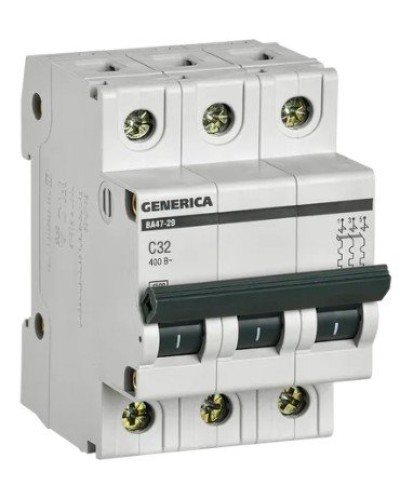 GENERICA ВА47-29 3P C 32А 4,5кА (MVA25-3-032-C). Автоматический выключатель. IEK в Миассе