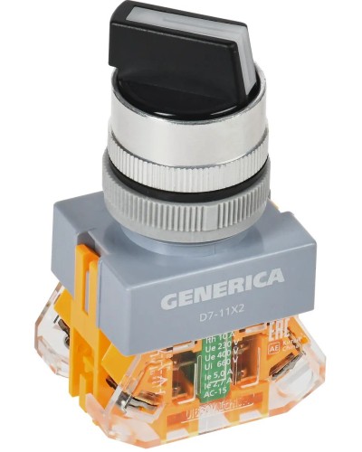 Переключатель D7-11X2 на 2 положения черный GENERICA (BSW50-11X2-3-21-2-K02-G). Переключатель. IEK в Миассе