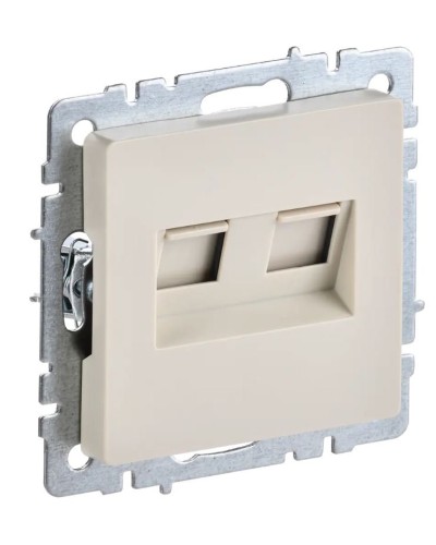 Розетка RJ11+RJ45 РК/Т12-БрКр бежевый BRITE (BR-KT20-O-1-K10). Розетка двойная. IEK в Миассе