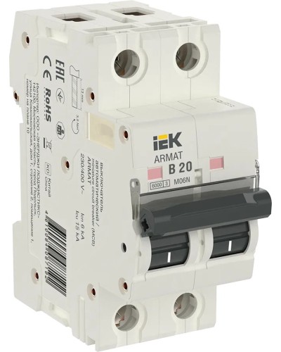 M06N 2P B 20А 6кА ARMAT (AR-M06N-2-B020). Автоматический выключатель. IEK в Миассе