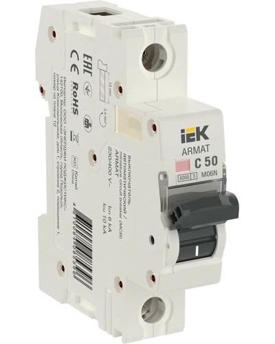 M06N 1P C 50А 6кА ARMAT (AR-M06N-1-C050). Автоматический выключатель. IEK в Миассе