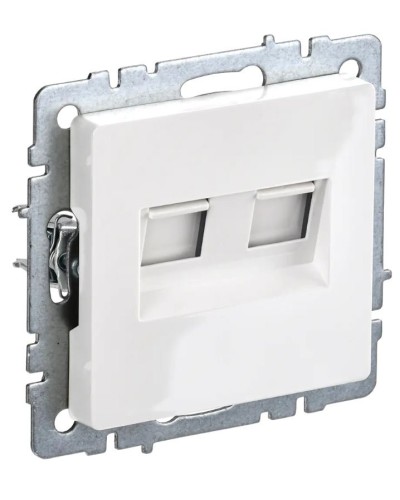 Розетка RJ45 РК10-2-БрБ кат.5E, белая BRITE (BR-K20-1-K01). Розетка компьютерная двойная. IEK в Миассе