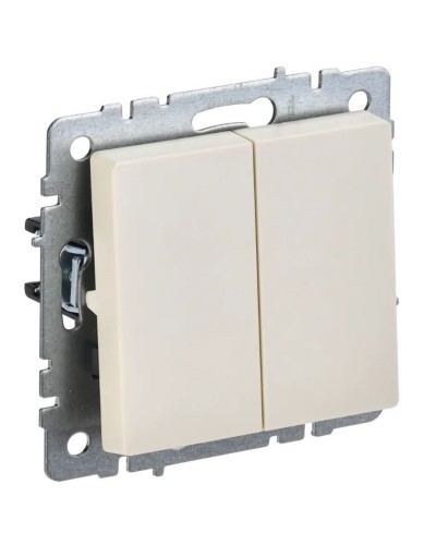 Выключатель 2-клавишный проходной ВС10-2-6-БрКр бежевый BRITE (BR-V22-0-10-K10). Выключатель. IEK в Миассе