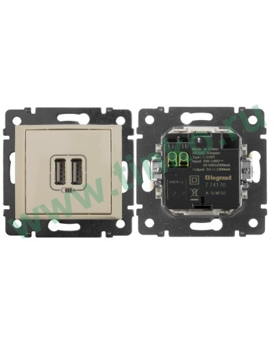 Розетка Valena двойная, USB, слоновая кость (774170). Розетка. LegranD в Миассе