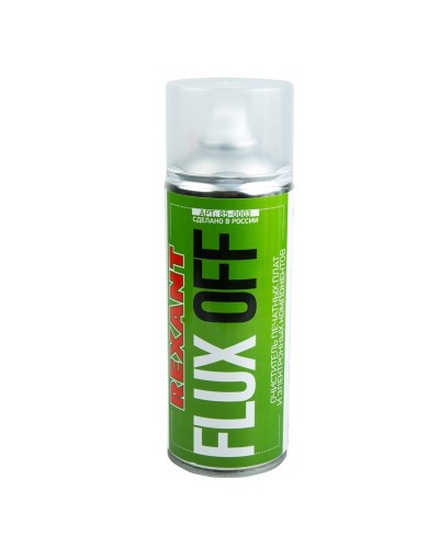 Очиститель печатных плат FLUX OFF, REXANT, 400 мл, аэрозоль (85-0003): Баллон с очистителем в Миассе