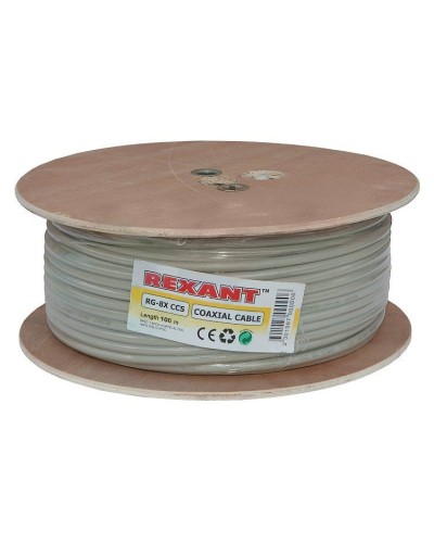 RG-8X, 50 Ом, CCS/Al/A, 75% (01-2021). Кабель коаксиальный радиочастотный. Rexant в Миассе