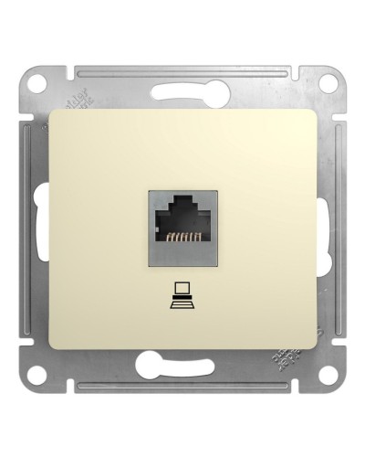 Glossa розетка RJ45 1-местная, кат. 5Е, скрытой установки, механизм, бежевый (GSL000281K). Розетка компьютерная. Systeme Electric в Миассе