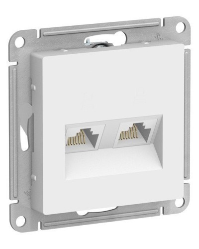 AtlasDesign розетка RJ45+RJ45, 2-местная, скрытой установки, механизм, белый (ATN000185). Розетка компьютерная. Systeme Electric в Миассе