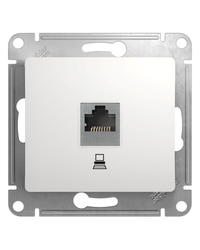 Glossa розетка RJ45 1-местная, кат. 5Е, скрытой установки, механизм, белый (GSL000181K). Розетка компьютерная. Systeme Electric в Миассе