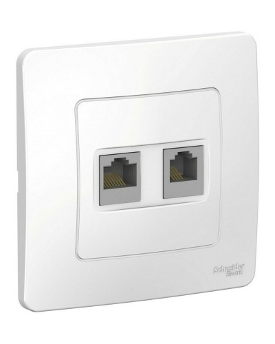 BLANCA розетка RJ45+RJ11 2-местная, кат. 5Е, скрытой установки, белый (BLNIS045111). Розетка компьютерная + телефонная. Systeme Electric в Миассе