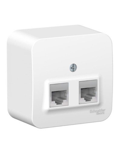 BLANCA розетка RJ11+RJ45, 2-местная, кат. 5Е, открытой установки, белый (BLNIA045111). Розетка компьютерная + телефонная с изолированной пластиной. Systeme Electric в Миассе