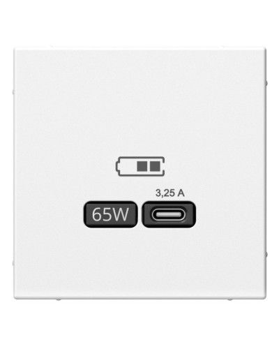 ArtGallery розетка USB тип-С 65Вт высокоскоростной заряд. QC, PD, скрытой установки, механизм, белый (GAL000127). Розетка USB. Systeme Electric в Миассе