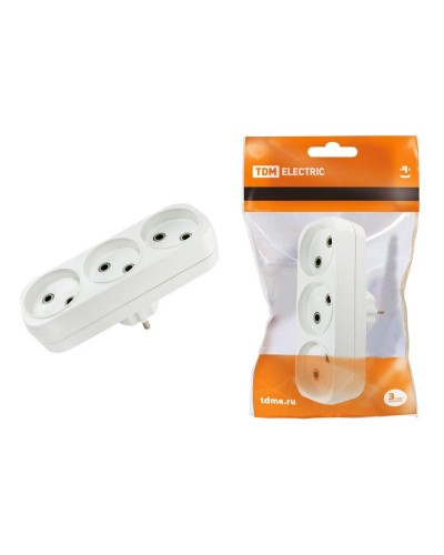 Блок на 3 гнезда 2П б/з плоский 6А 250B TDM (SQ1806-0027). Розетка. TDM ЕLECTRIC в Миассе