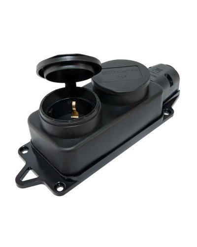Розетка двухместная 2Р+РЕ 16А 250В IP44 (SQ0612-0010). Розетка двухместная с заглушками каучук. TDM ЕLECTRIC в Миассе