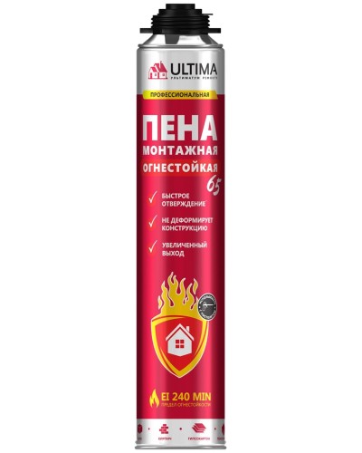 Пена огнестойкая ULTIMA PRO 65, 850 мл. Пена монтажная профессиональная. ULTIMA в Миассе
