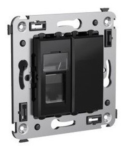Розетка RJ-45 в стену Avanti одинарная черный квадрат (4402463). Розетка компьютерная. ДКС в Миассе