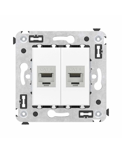 Розетка RJ-45 в стену, кат.6E, Avanti, двойная, белое облако (4400794). Розетка компьютерная модульная. ДКС в Миассе