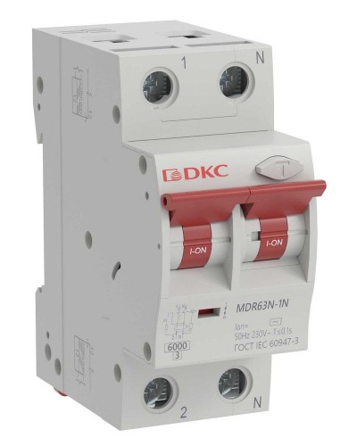YON max MDR, 1P+N, 30mA, 10A, 6kA, А (MDR63N-1N2C10-A). Автоматический выключатель дифференциального тока. ДКС в Миассе