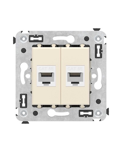 Розетка RJ-45 в стену, кат.5E, Avanti, двойная, ванильная дымка (4405664). Розетка компьютерная. ДКС в Миассе